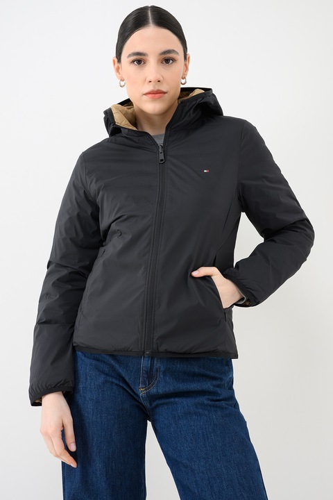Tommy Hilfiger, Geaca reversibila cu puf, Negru