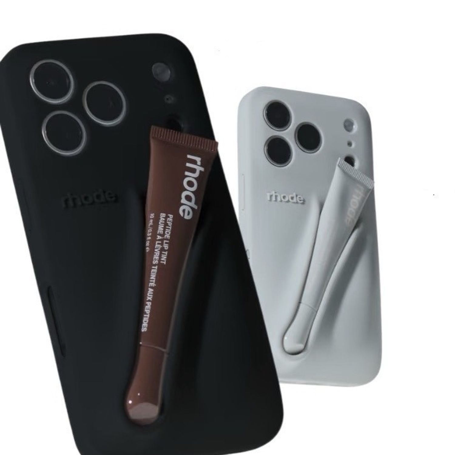 Husa pentu iPhone 17 Pro, Suport Pentru Ruj Tip Rhode, Protectie Camere, Silicon Premium, Include Luciu de Buze 10ml, Negru