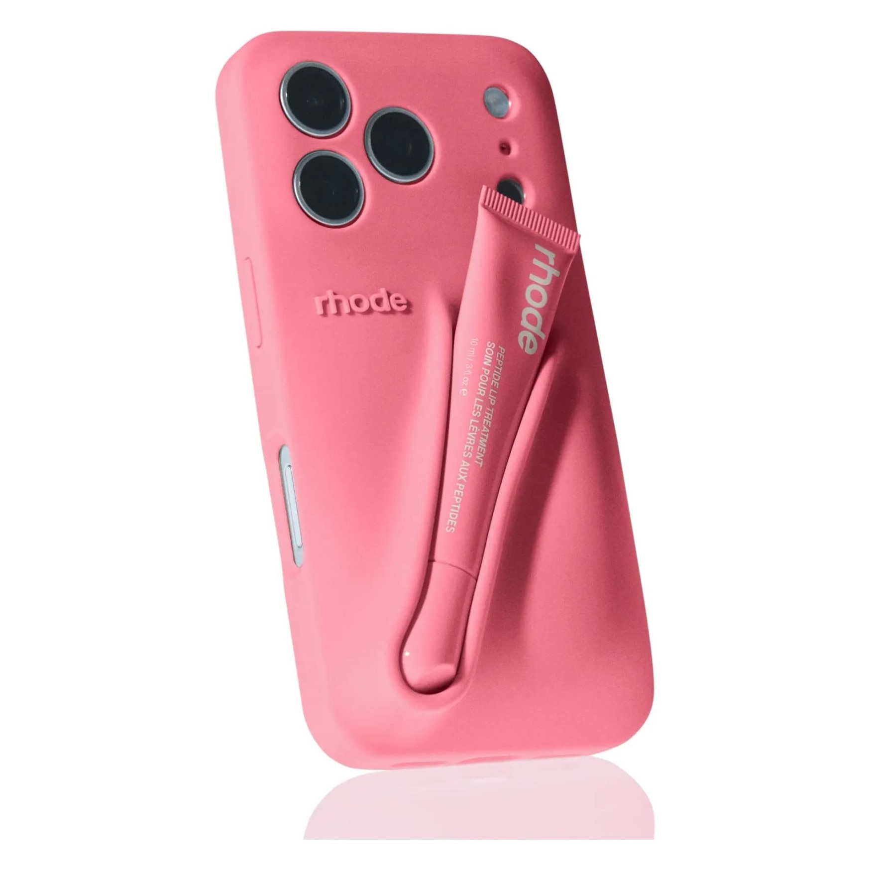 Husa pentru iPhone 17 Pro, Silicon, Rhode, Include Luciu De Buze 10ml, Protectie Camere, Roz Pastel