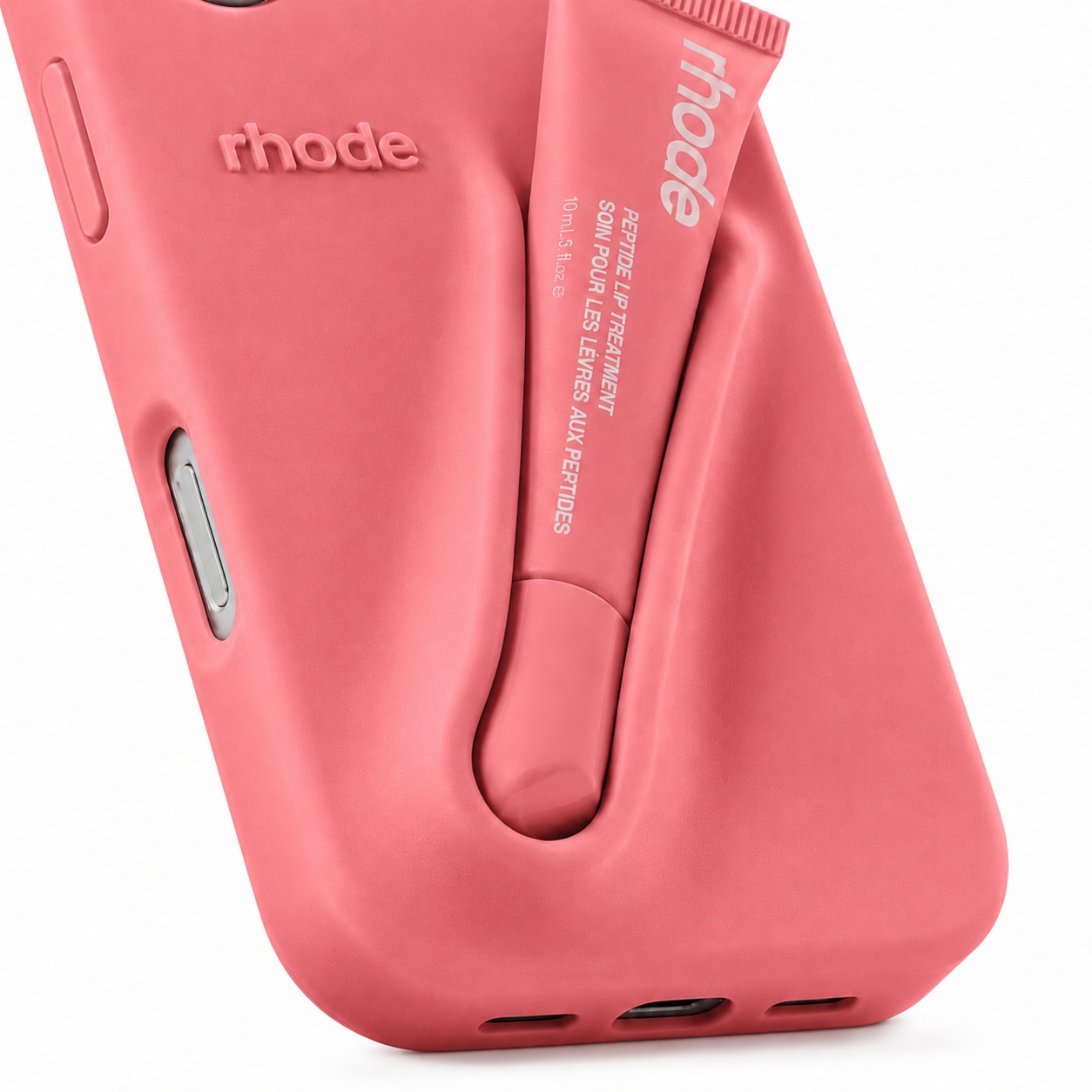 Husa pentru iPhone 17 Pro, Silicon, Rhode, Include Luciu De Buze 10ml, Protectie Camere, Roz Pastel