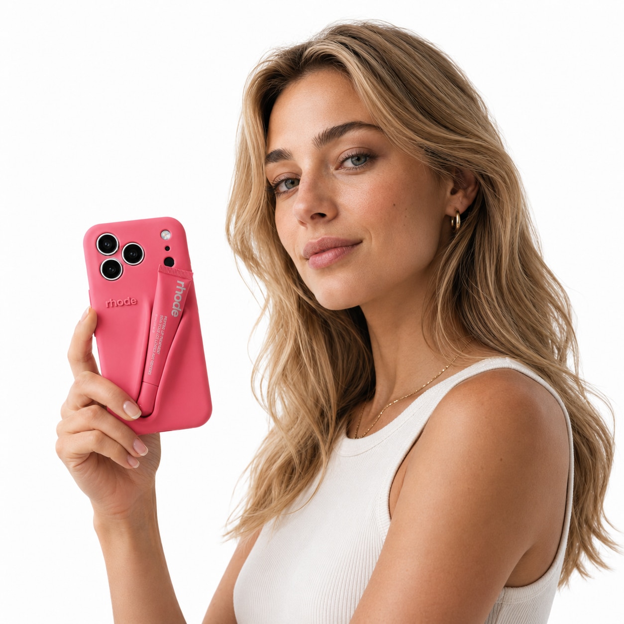 Husa pentru iPhone 17 Pro, Silicon, Rhode, Include Luciu De Buze 10ml, Protectie Camere, Roz Pastel