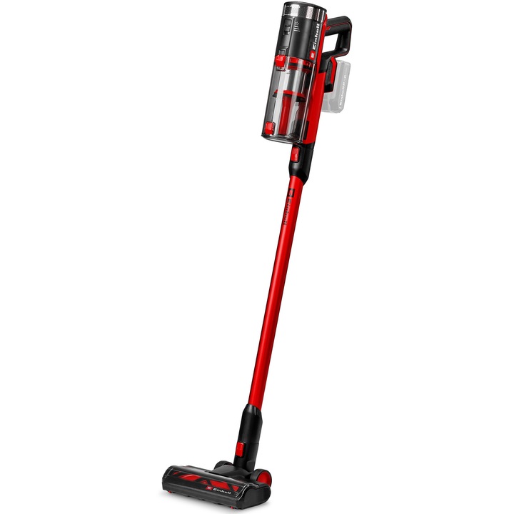 Aspirator vertical fara sac pe acumulator Einhell TE-SV 18/270 Li BL-Solo Power X-Change, 18 V, brushless, 270 mbar, fara sac, 3 moduri de putere, sistem de filtrare in 3 etape, include accesorii, fara acumulator/incarcator in setul de livrare