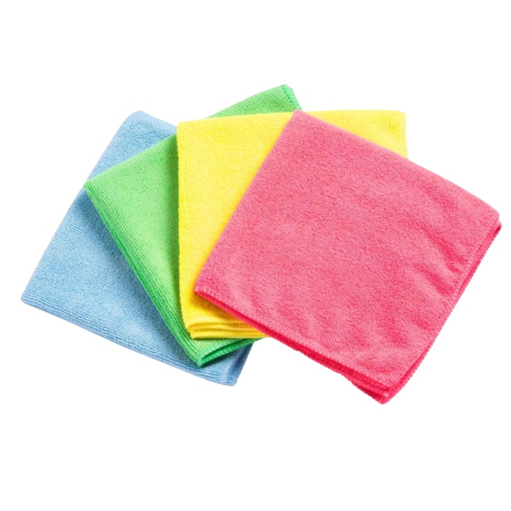 Set 4 lavete microfibra reutilizabile 30x30 cm, pentru intretinere sau curatare auto si casa, fara zgarieturi, 4 culuri