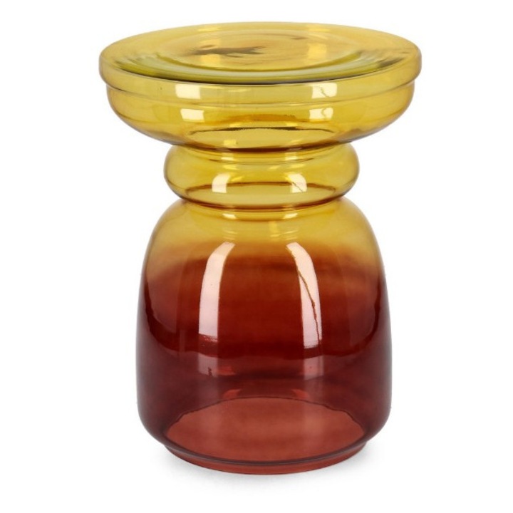 Măsuță cafea, Bizzotto, sticlă amber, diametru 35cm, înălțime 45cm