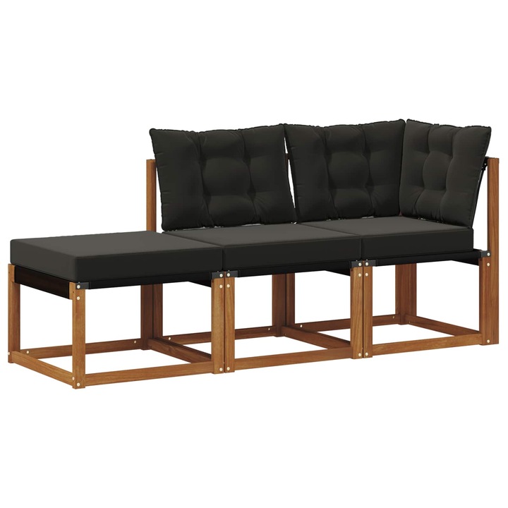 vidaXL Kültéri moduláris kanapé egységek párnával 3 Darab Természetes 900627