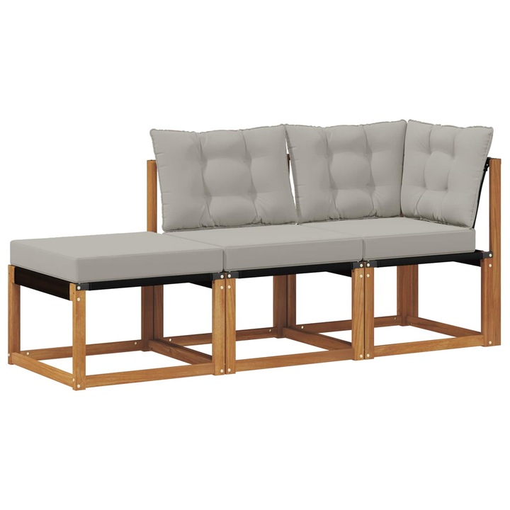 vidaXL Kültéri moduláris kanapé egységek párnával 3 Darab Természetes 900626