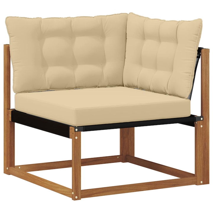 vidaXL Kültéri Sarokkanapé Tömör Akácfa Természetes 900640