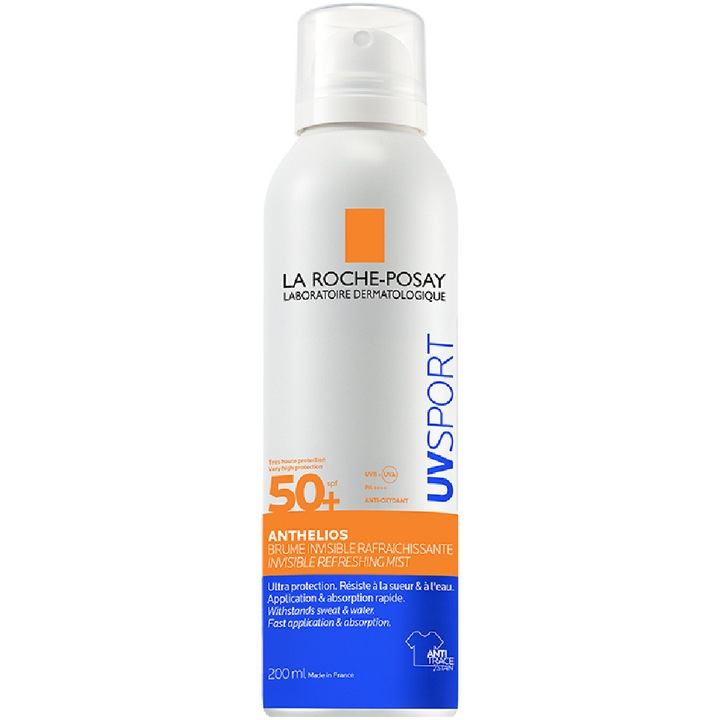 La Roche-Posay Anthelios UVSport Invisible frissítő spray, SPF 50+ fényvédő testre, 200 ml