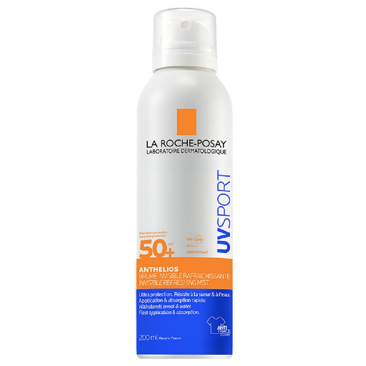Protectie solara pentru corp La Roche-Posay Anthelios UVSport Spray Invizibil Reimprospatant SPF 50+, 200 ml