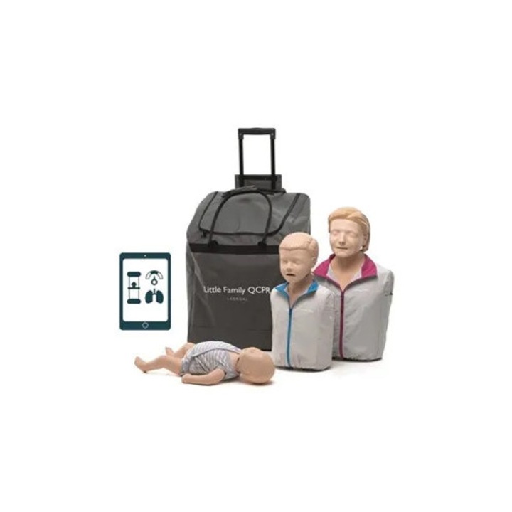 Set manechine CPR Laerdal Little Family Pack QCPR, feedback timp real, adult, copil, bebeluș, cu geantă pe roți