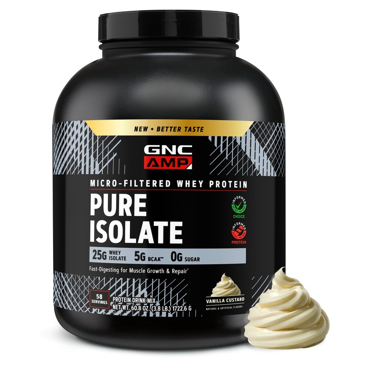 Proteina Izolată din Zer GNC, Aromă de Vanilie, 2240 g, Pudră pentru Masă Musculară
