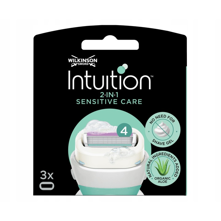 Set 3 rezerve Intuition Sensitive Care pentru femei, Wilkinson, cu aloe si vitamina E