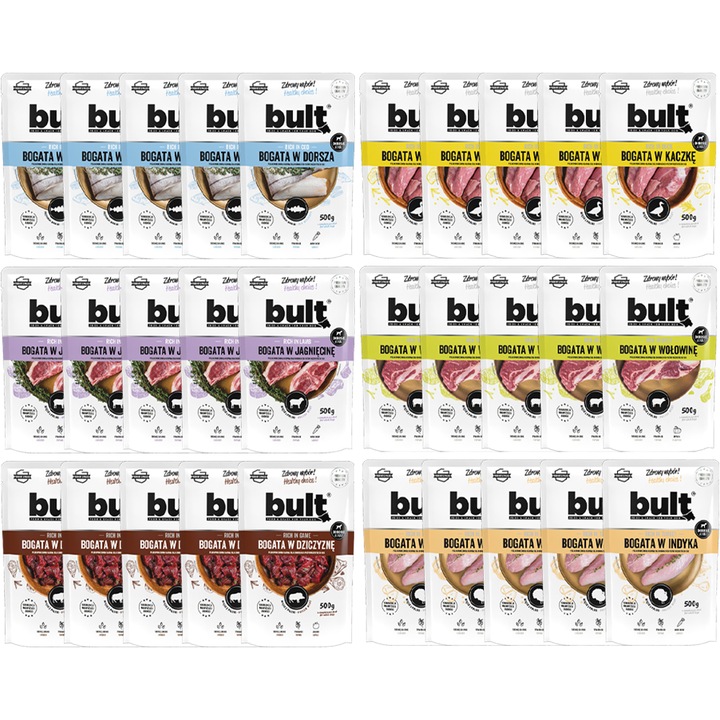 Mancare umeda pentru caini BULT, set mix arome 30x500g