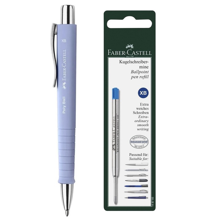 Set pix Faber-Castell Poly Ball XB + rezerva, culoare lila iris