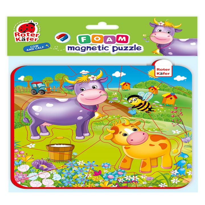 Hab mágneses puzzle, maksik, háziállatok, 50 darab, 17x22x5 cm, szett