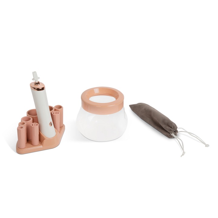 Aparat pentru Curatat si Uscat Pensule de Machiaj, Alimentare cu Baterii