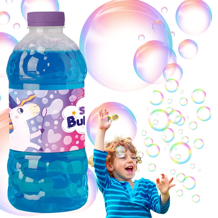 Buborékfújó habbal, Maksik, 1000ml, Egyszarvú mintás, Gyermekbarát