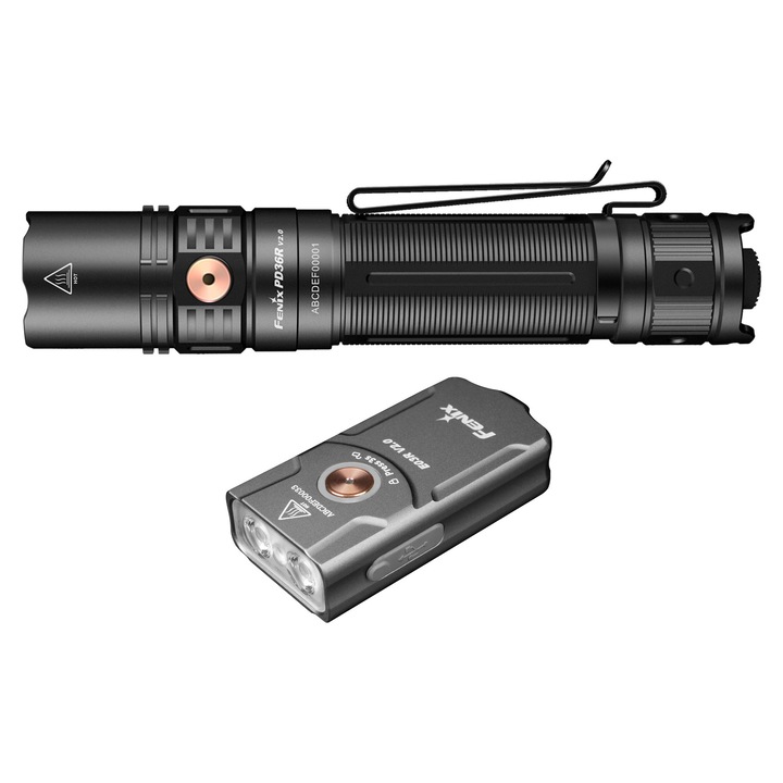 Set lanterne, Fenix, PD36R Pro, E03R V2.0, 2 piese