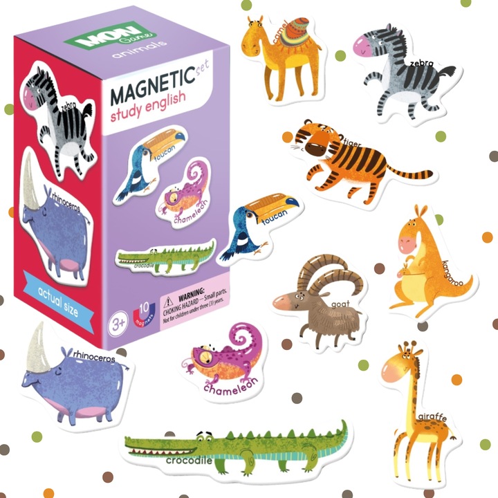 Joc educativ magnetic, maksik, animale, set, 12x7x7cm