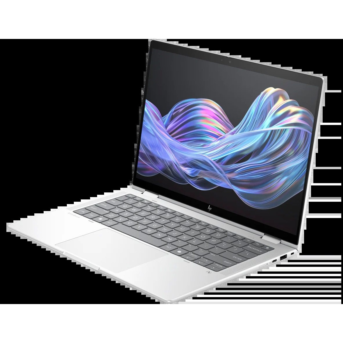 Laptop HP EliteBook X Flip G1i, 14 inch 2560 x 1600 Touchscreen, Intel Core Ultra 7 - 258V 8 C / 8 T, 2.2 GHz - 4.8 GHz, 12 MB cache, 32 GB LPDDR5x, 1 TB SSD, Intel Graphics, Windows 11 Pro, Tastatura International, Argintiu