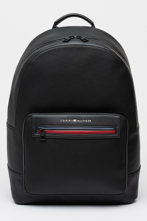 Tommy Hilfiger, Rucsac de piele ecologica Foundation - 16L, Negru
