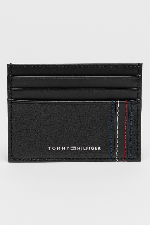 Tommy Hilfiger, Кожен калъф за карти с лого, Черен
