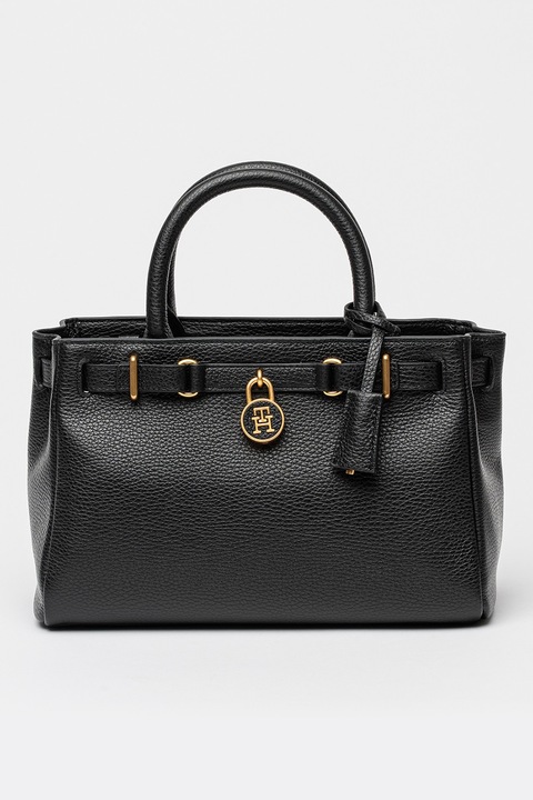 Tommy Hilfiger, Geanta tote mini de piele American Icon, Negru