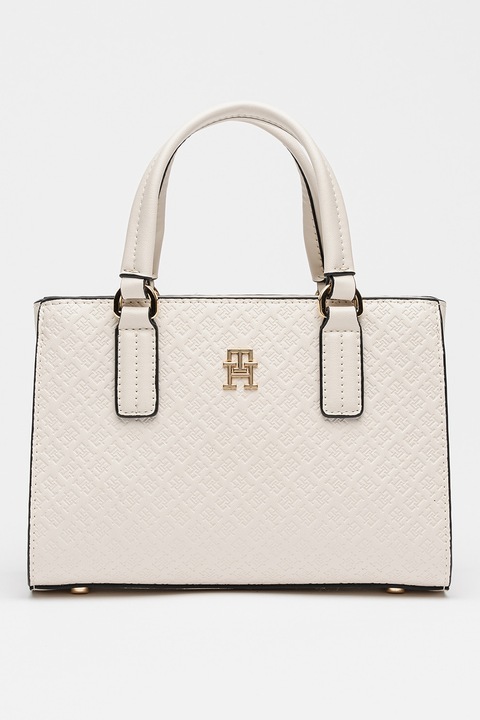 Tommy Hilfiger, Levehető pántos műbőr kézitáska, Törtfehér