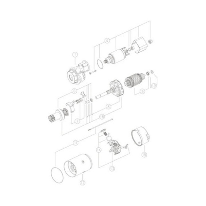 Indítómotor Mahle Ms292, John Deere 5-ös sorozathoz, 65 Kw/85 LE, 4.5 dízel