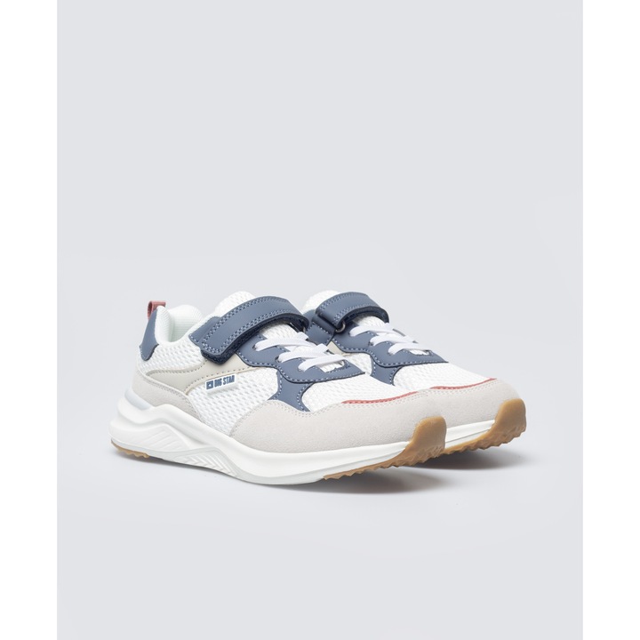 Pantofi copii Big Star, TT374029, alb cu insertii bleumarin, material sintetic si plasa, talpa din cauciuc