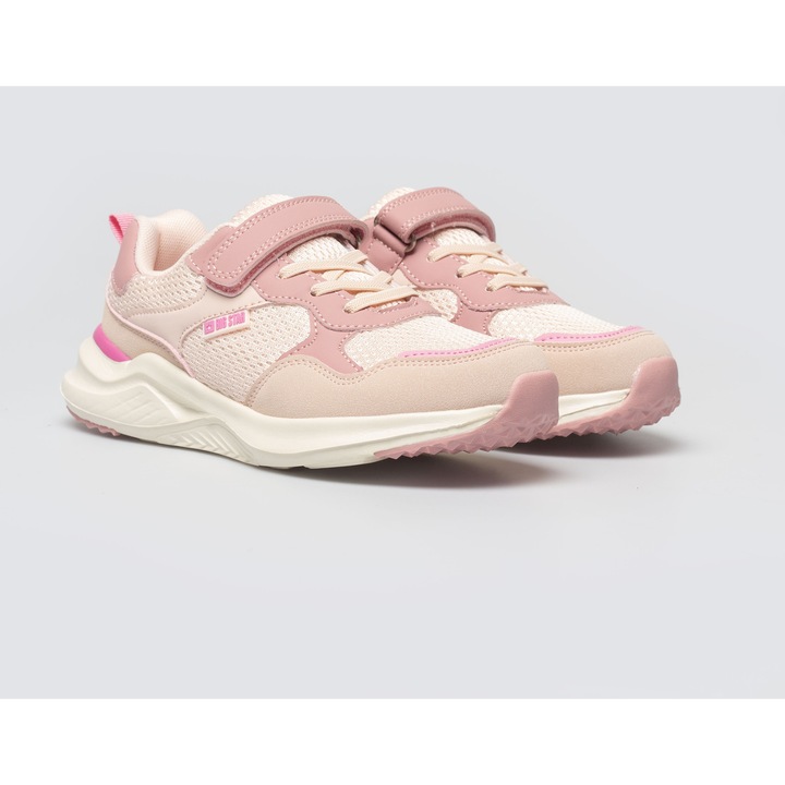 Pantofi copii Big Star, TT374031, roz deschis, material sintetic si plasa, talpa din cauciuc, inchidere cu sireturi si velcro