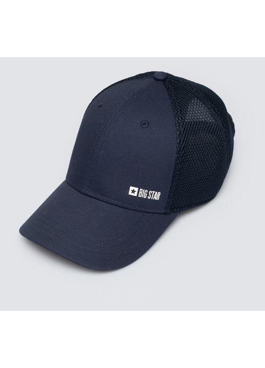 Caciula barbati bleumarin BIG STAR cu logo contrastant, spate din plasa, stil casual