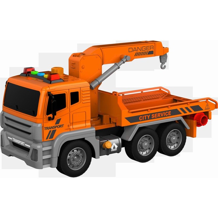 Camion cu macara Maksik, design realist, culori atractive, 30x15x10cm