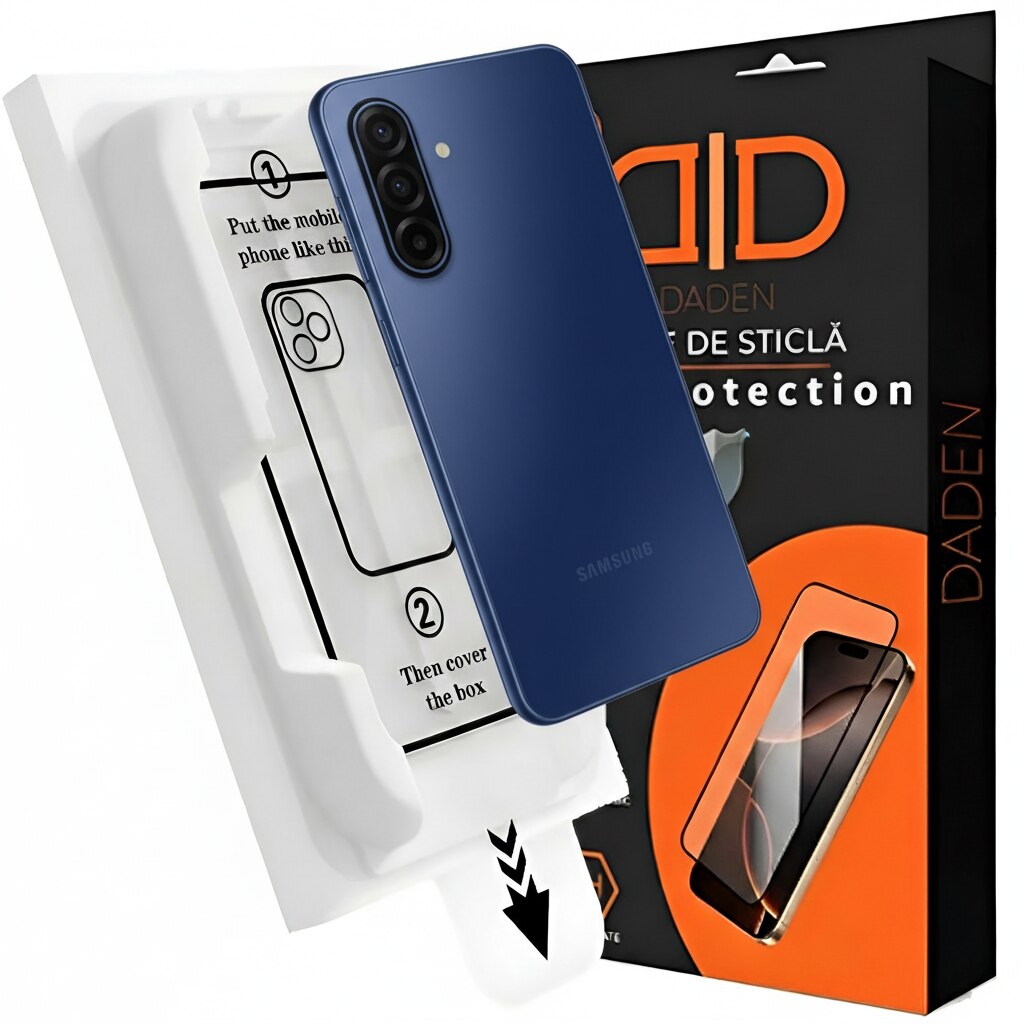 Folie Sticla pentru Samsung A17 5G cu aplicator Daden MagicBox, Full Cover, Protectie Profesionala, Ultra Rezistenta, Calitate Premium, Margini negre