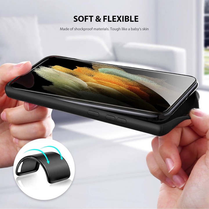 Szilikon védőtok Xiaomi Redmi 10C-hez, precíz kivágások, stílusos csúszásgátló kialakítás, kiváló minőségű anyagok, fekete