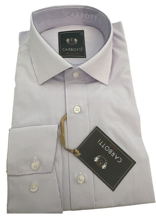 Férfi hosszú ujjú ing, lila fehér csíkokkal, pamut-poliészter S (37-38)