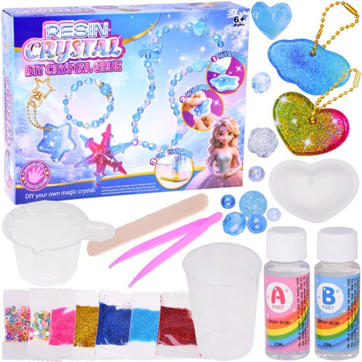 Set creativ DIY JOKOMISIADA, din cristale, brelocuri si pandantive, culori albastre-transparent