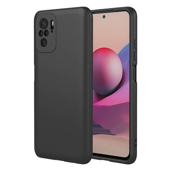 Husa Protectie din Silicon pentru Xiaomi Redmi Note 10 4G, Decupaje Precise, Stylish Anti-Slip Design, Materiale de Calitate Superioara, Negru