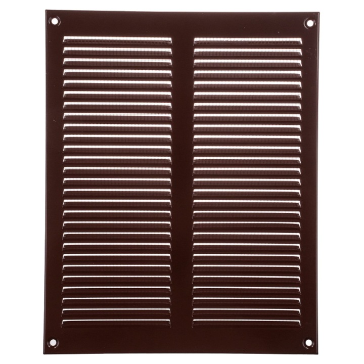 Grila ventilatie cu plasa EUROPLAST, 20.3 x 25.4 cm, metalica, montaj perete sau tavan, culoare maro