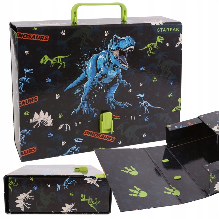 Dosar Gros Scolar cu Maner Dinozauri, A4, 9 cm, STARPAK, Design Atractiv, Durabil