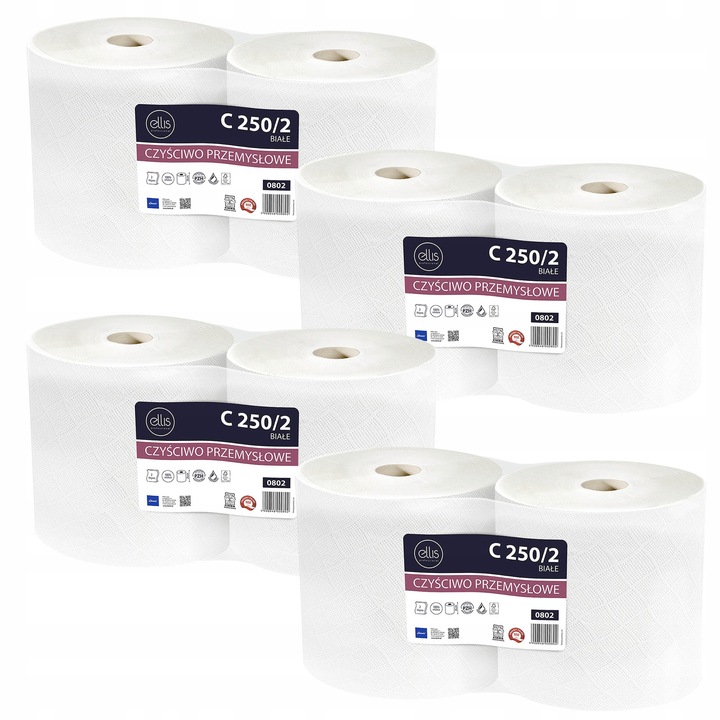 Hartie industriala Ellis Ecoline, 8 role, absorbanta, rezistenta, 26x240m, atestata PZH