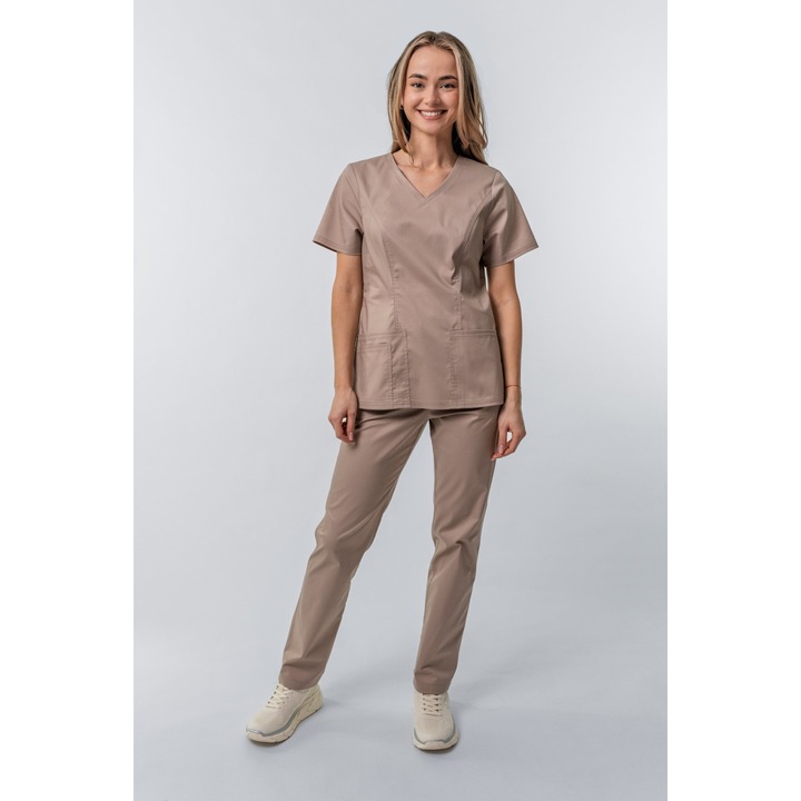 Costum medical Masstex Mara, cambrat, culoare Crem, L
