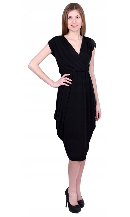 Rochie midi neagra sarcia, eleganta, confortabila, material elastic, M INTL