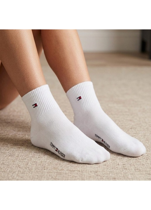 Set 2 perechi sosete dama Tommy Hilfiger, alb optic, 36-41, pana la glezna