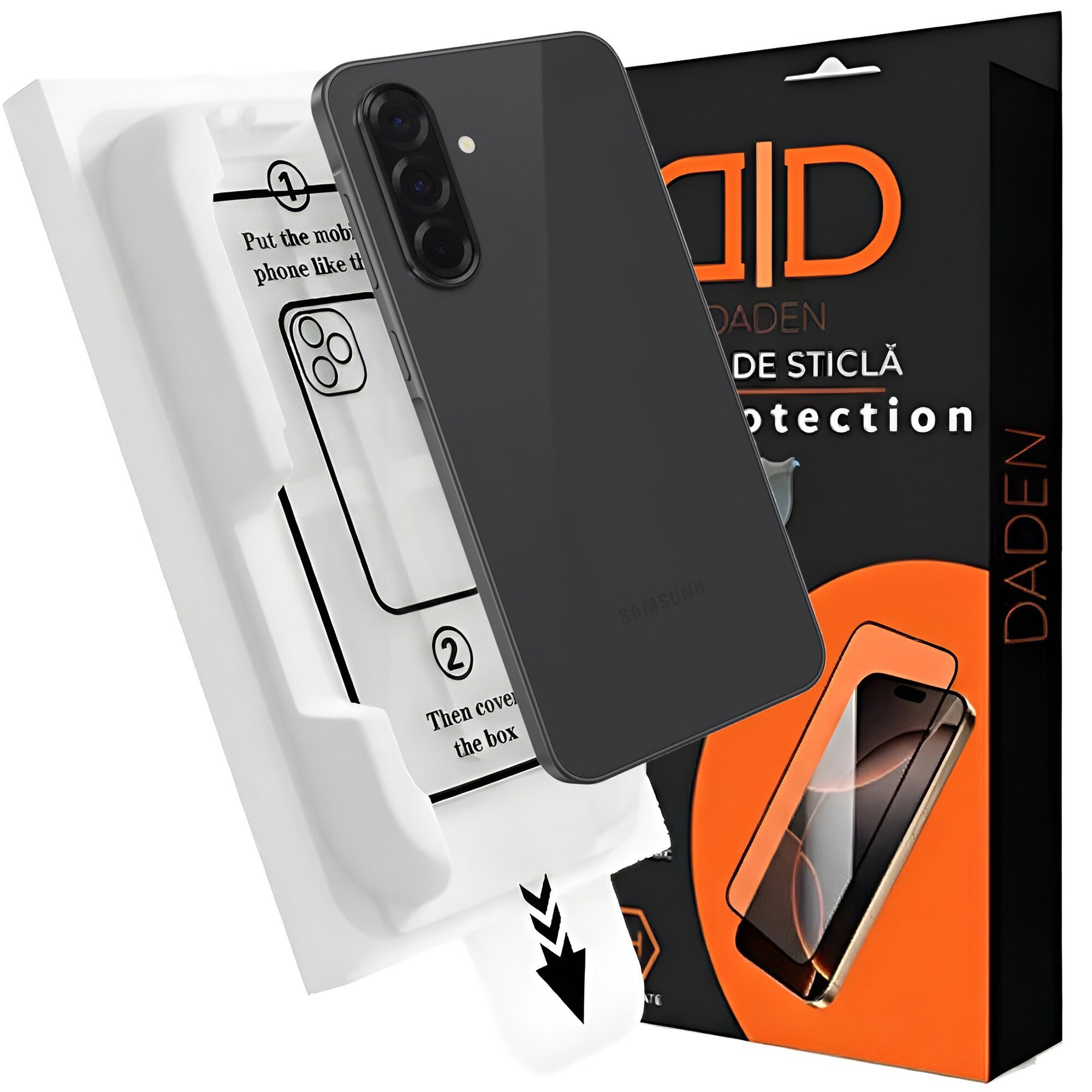 Folie Sticla pentru Samsung A36 5G cu aplicator Daden MagicBox, Full Cover, Protectie Profesionala, Ultra Rezistenta, Calitate Premium, Margini negre