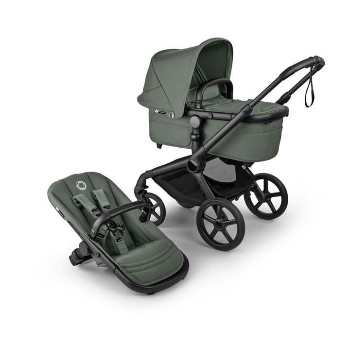 Carucior 2 in 1 Bugaboo Fox 5 Renew, Black/Forest Green, greutate 10.4kg, dimensiuni 93x60x105cm