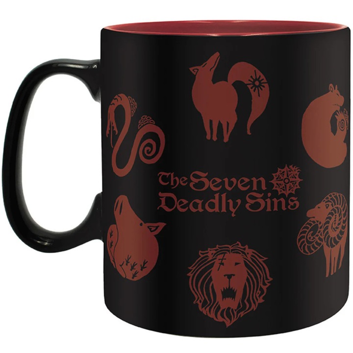 Чаша Abystyle Casa The Seven Deadly Sins, 460 мл, червено и черно, керамика