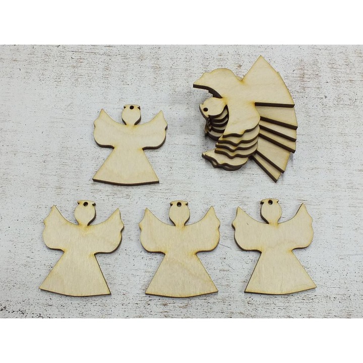 Lemn natural - Înger 4x5cm 10buc/pachet