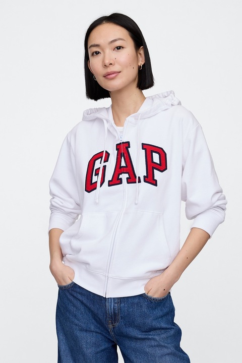 GAP, Hanorac lejer cu fermoar, Rosu/Alb optic