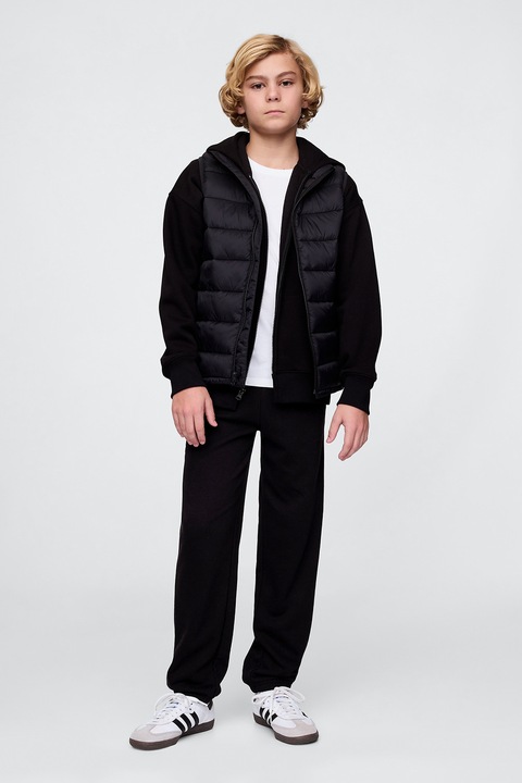 GAP, Pantaloni de trening cu croiala relaxed-fit si snur, Negru